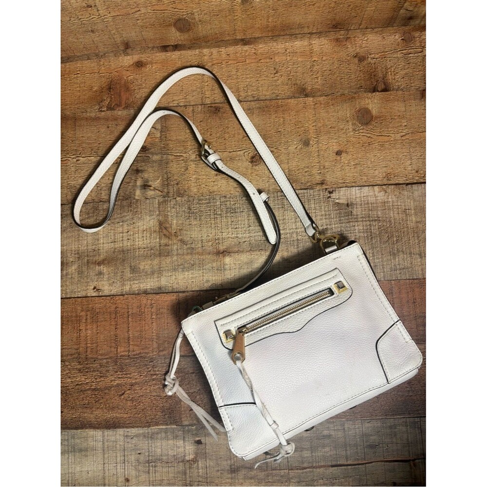 Rebecca Minkoff White Crossbody Bag Saffiano Leather Small Shoulder Purse 9x6